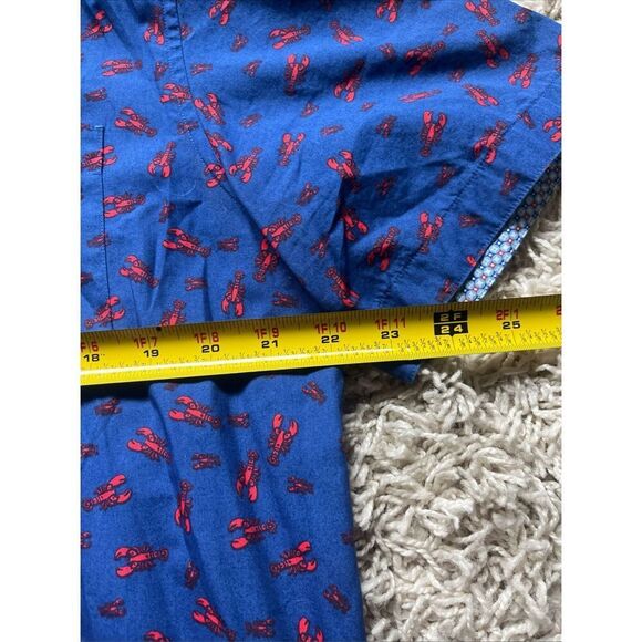 Johnston Murphy Shirt Mens Large Blue Lobster Print Short Sleeve Casual - Picture 6 of 8